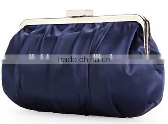 Pleated Satin Blue Women Party Evening Bag