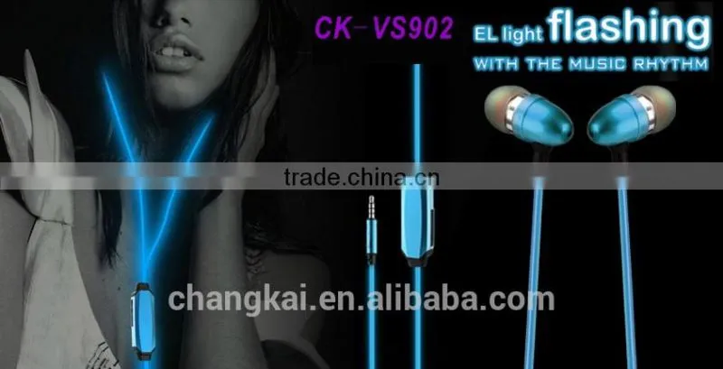 EL wire earphone glowing earphone