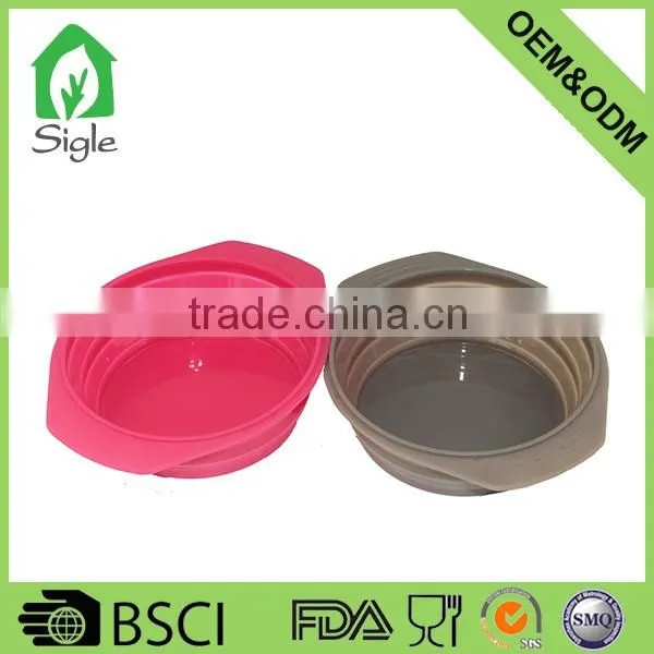 Ultra Durable Silicone Expandable Collapsible Foldable Travel Bowl Dish with handle