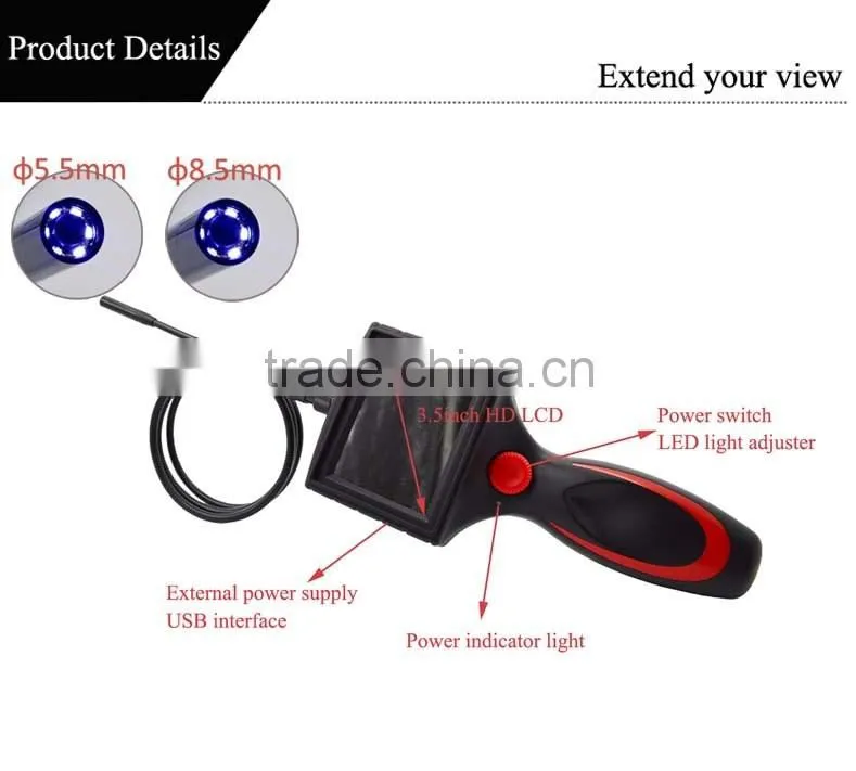 Six High Brightness LED Lights Handheld Video Boroscope