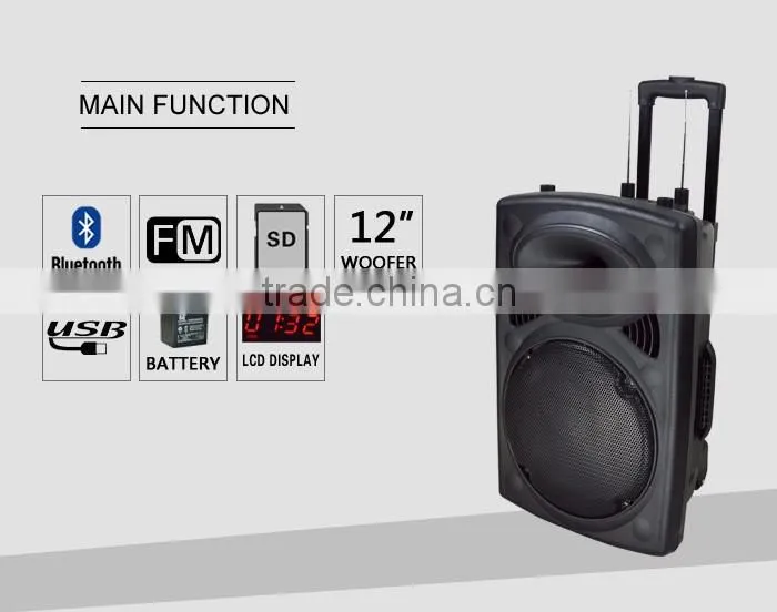 Hoxen 12inch portable trolley plastic speakers with bluetooth L-4