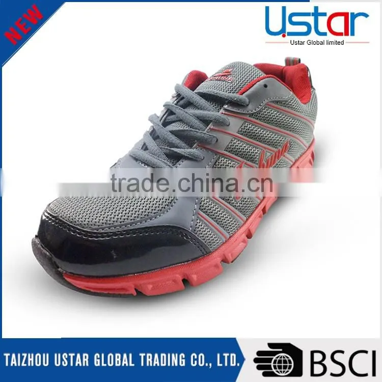 New design cheap portable PU mesh man sport shoes