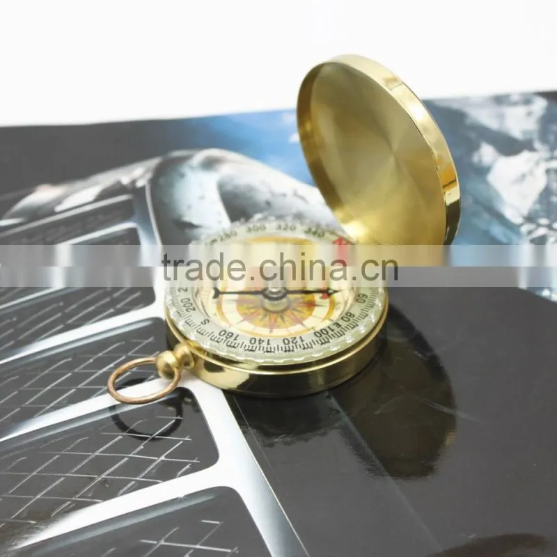 Tranditional Brass Metal Compass Pocket Watch Style Antique Camping Hiking Round