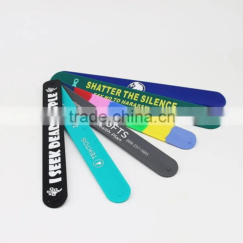 custom logo silicone rubber slap bracelets bulk
