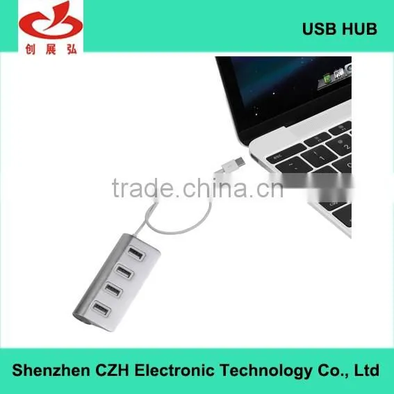 Aluminium casing usb-c hub, 4- port type c hub change to driver download usb 2.0 hub from for Macbook with LED indicators