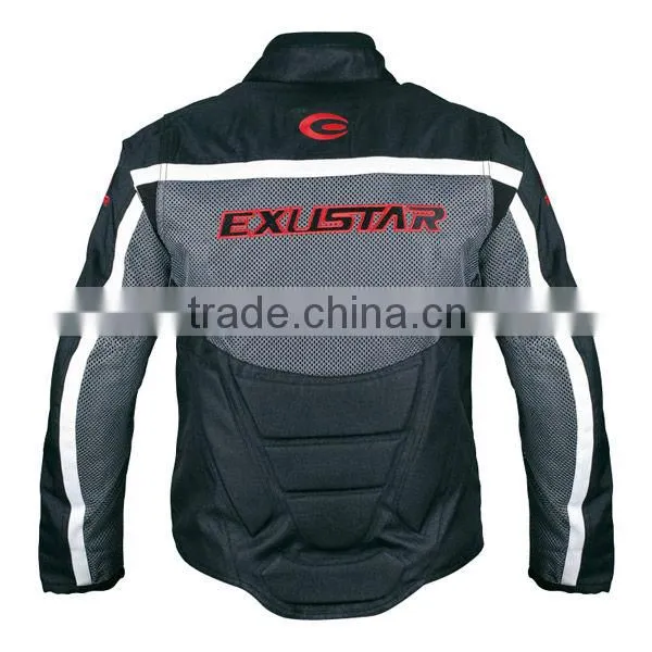Breathable, waterproof inner, removable protectors motorcycle black jacket