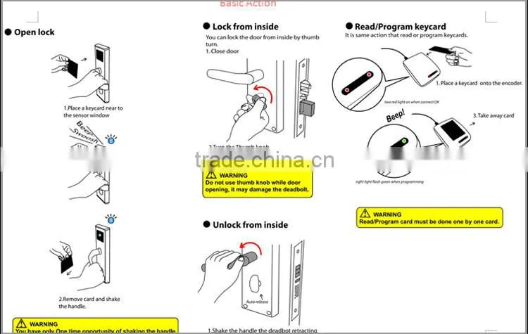 Security 125Khz/13.56Mhz Security Door Card hotel lock for stainless steel