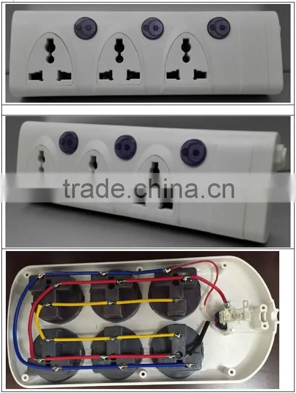 Multi Socket Extension Cord 6 pin 13 amp Electrical socket