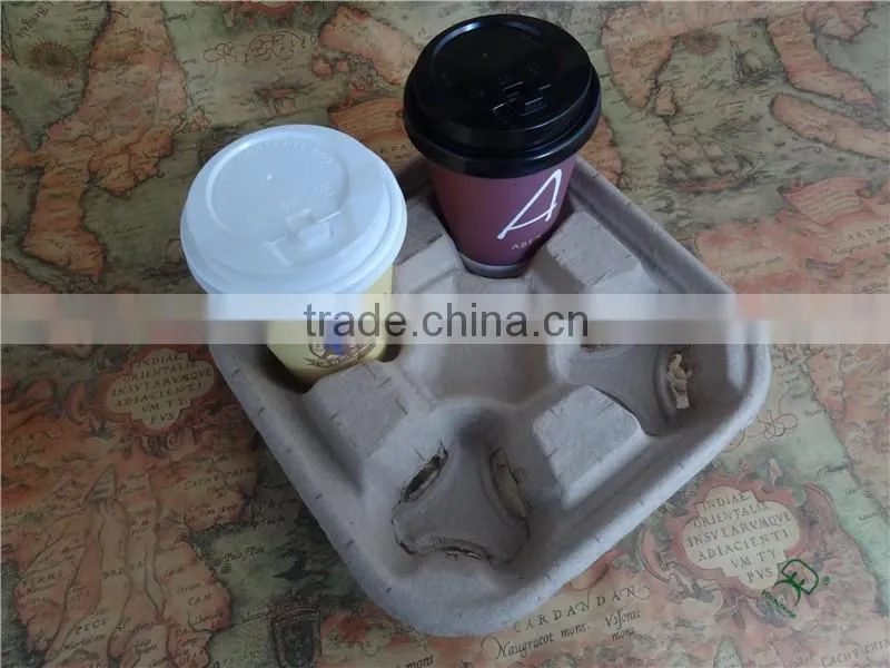 4-pack cheap paper pulp material tray for paper cup