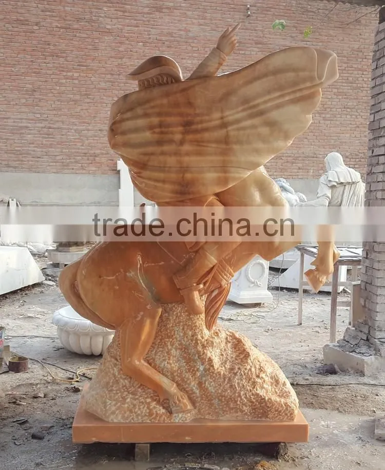 Western Style Man With Horse Marble Figure Statue