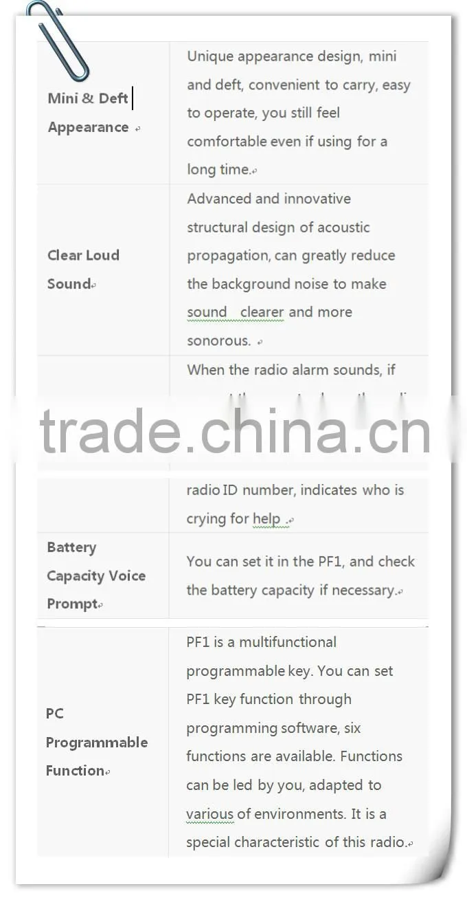 TESUNHO TH-360 factory price portable two-way radio
