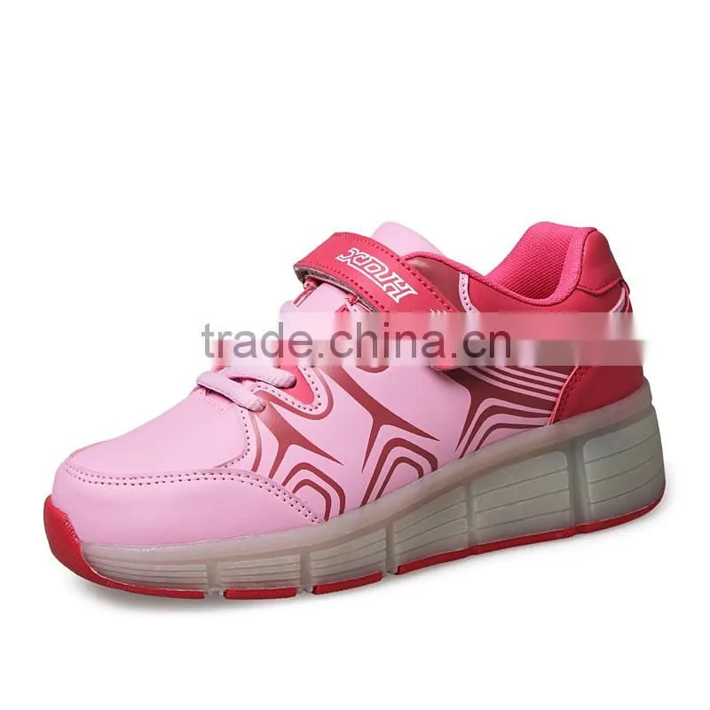 High quality roller skates USB charge led light children running sports shoes