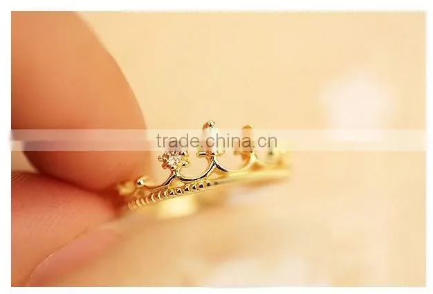 Korea fashionable crystal small Crown diamante rings