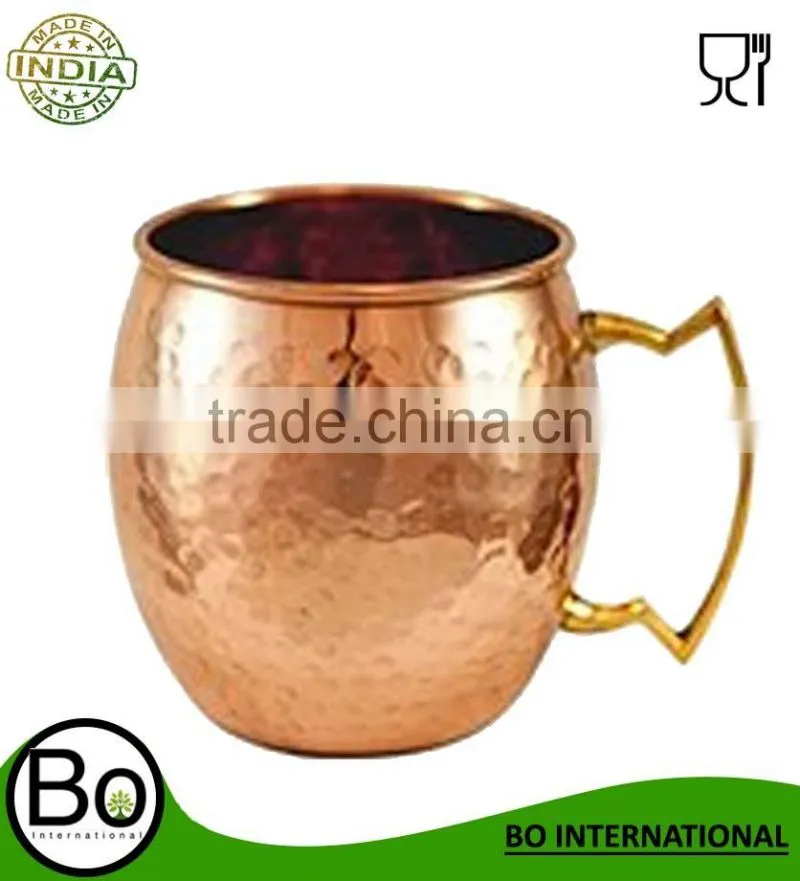 Copper Hammered Moscow Mule Mug with Brass Handle - 8oz