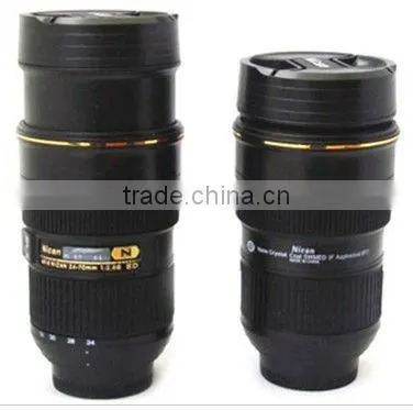 camera lens mug nican 24-70mm PVC and stainless steel travel mug,coffe cup with cap twist