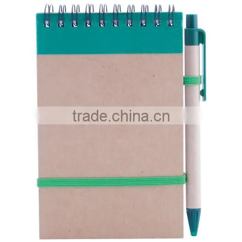 Custom promotional wholesale spiral notebook with pen