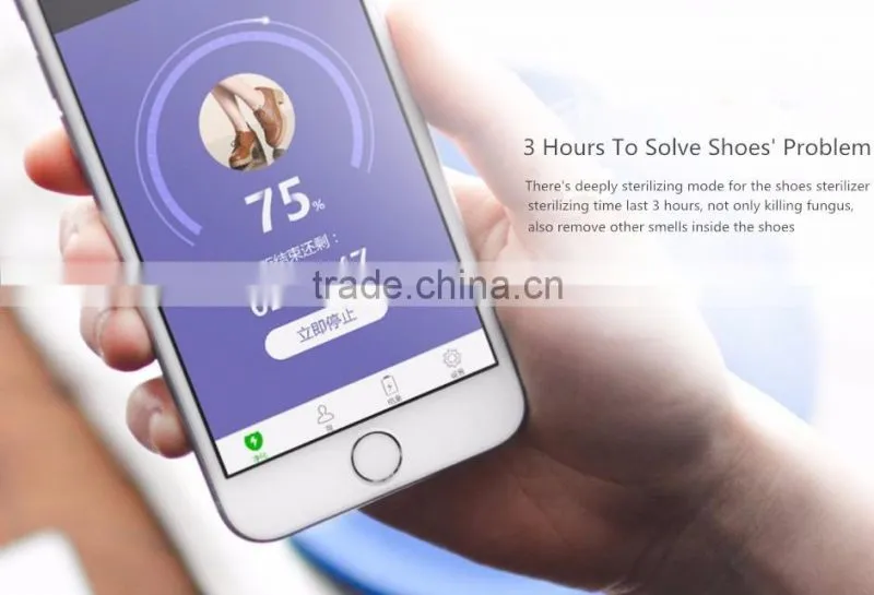2017 New Arrival Innovative Smart Mobile APP Control Shoe Sterilizer, Mini Aluminum Capsule Design Oxygen Anion Shoe Sterilizer