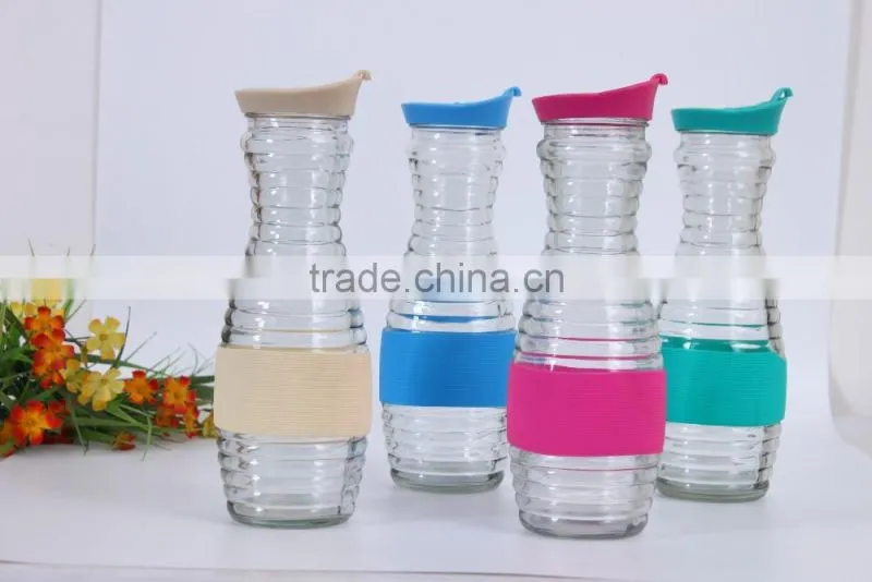 1liter round glass water bottle