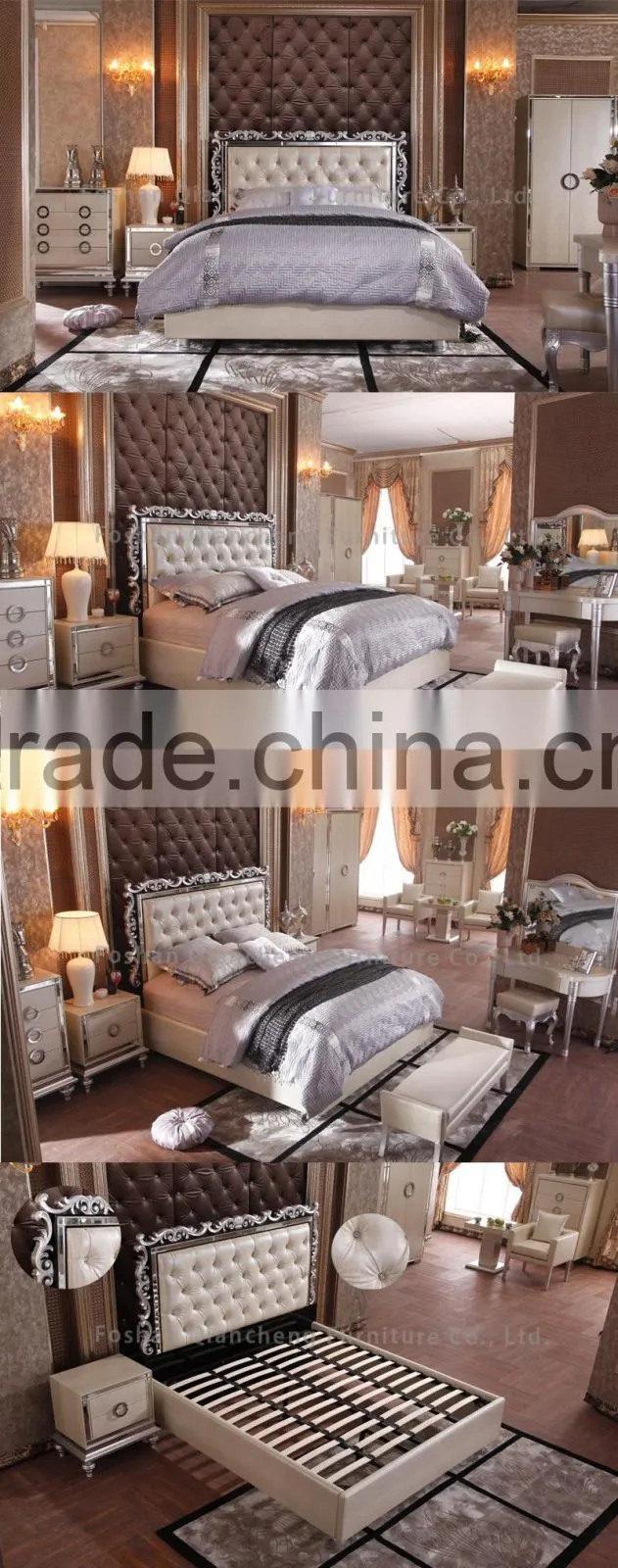 2017 New design Modern leather bed room furniture bedroom set bed