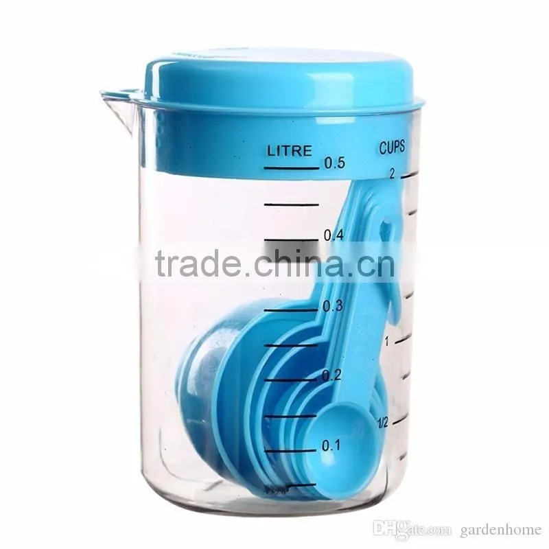 500ml measuring tools with 6pcs spoons set,plastic measuring cup
