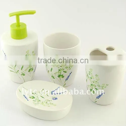 4pcs green Ceramic bath accessory