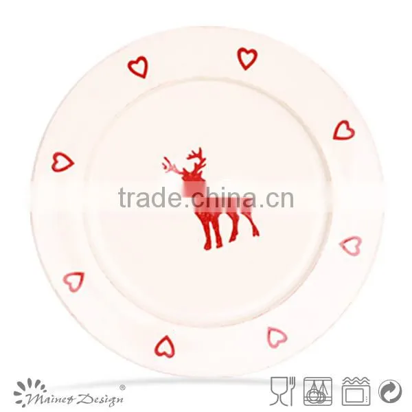 hand made christmas reindeer shape ceramic christmas plate for supply