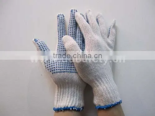 DDSAFETY 2017 Cotton Polyester Knitted Gloves With PVC Dots