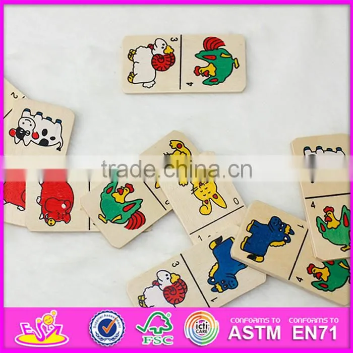 2016 New and popular children wooden cartoon animal domino toy WJ277610