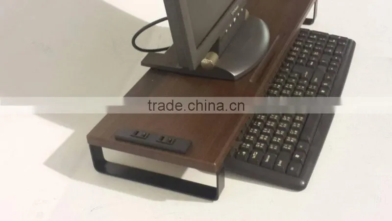 Perdurable metal legs for wooden computer desktop monitor riser stand