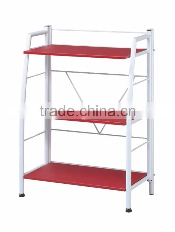 3 Wood Shelves Metal Frame Industrial Folding Storage Rack Shelf Bookcase