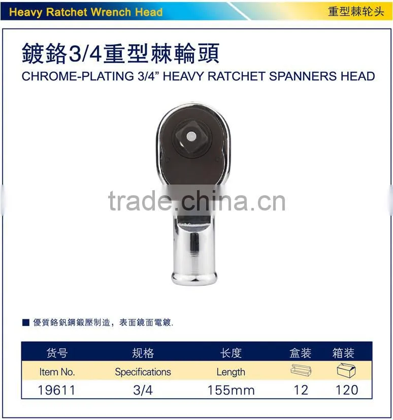 3/4" ratchet spanners head ,polishing CR-V ratchet wrench head,universal spanner wrench head