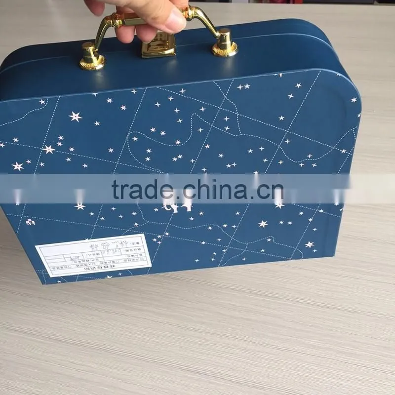 Classical white Children memory gift suitcase box with handle