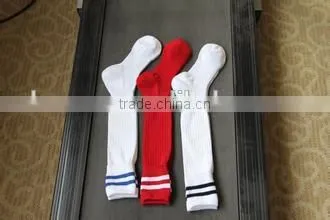 100 pairs of thick nylon football socks for children and adults.dark royal blue with two gold stripes