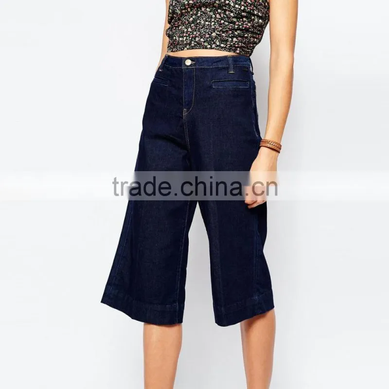 fashion fancy high waist jeans shorts women 2016 wide-legged denim