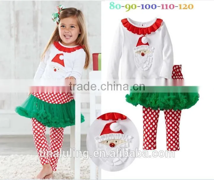 Fashion Lovely and Cute Santa Claus Pattern Clothing sets for girls Childrens boutique clothes