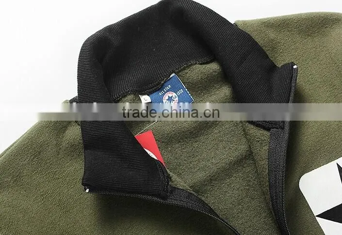Winter Autumn New Arrival Fleece Pure Cotton Long Sleeve Jacket With Rib Collar & Cuff & Bottom Hoodie Without Hood