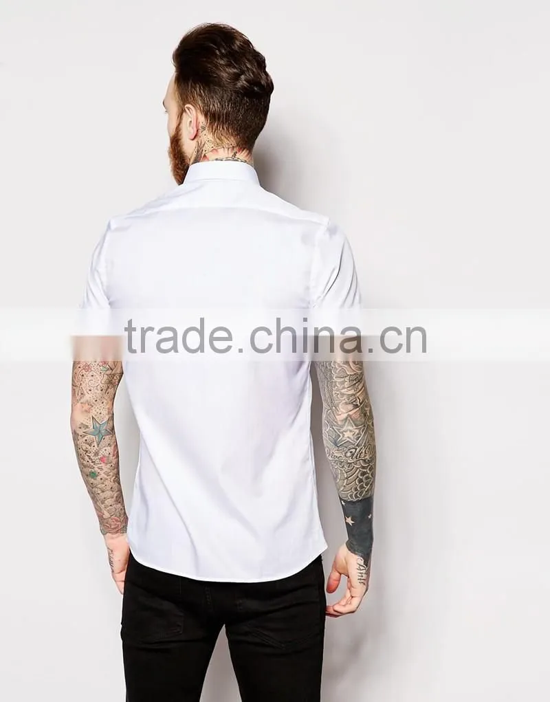 short sleeve mens cotton satin busines shirt