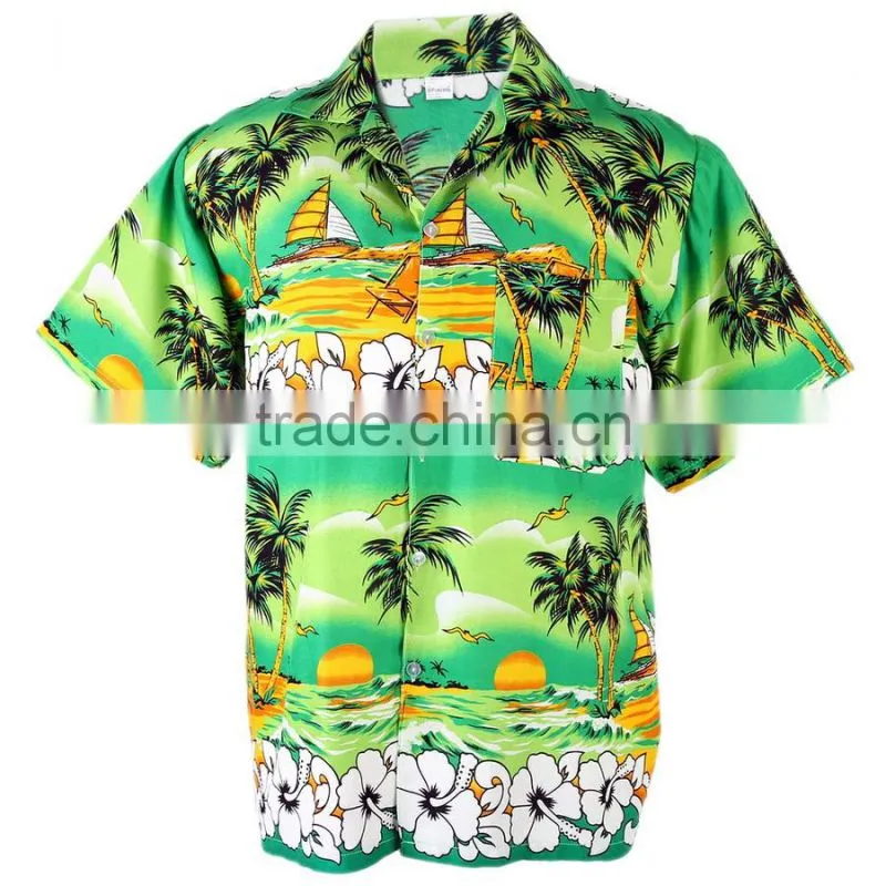 mens hawaiian aloha shirt wholesale, sublimation printing casual shirt