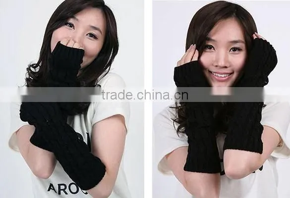 Women Arm Warmer Knitting Wool Fingerless Long Gloves Leisure Korean Glove 7869