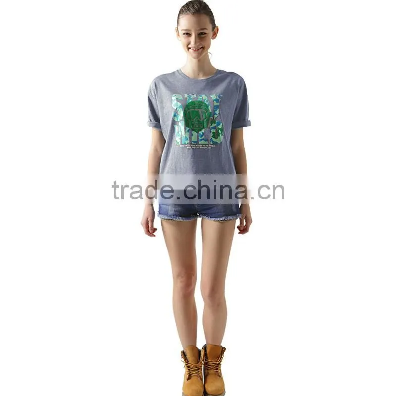 fashion design print tshirt slim tshirt for ladies