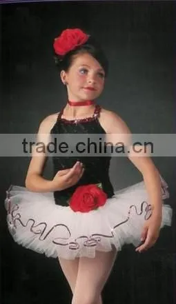 Unique leotard sexy girls ballet dress with red flower