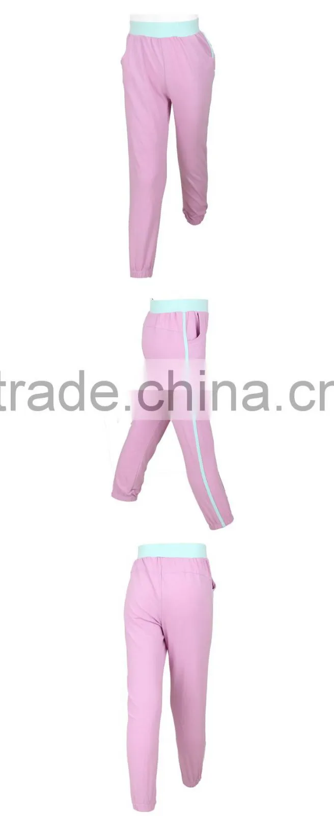100% Polyester Breathable Girls Summer Sweat Pants for Wholesale