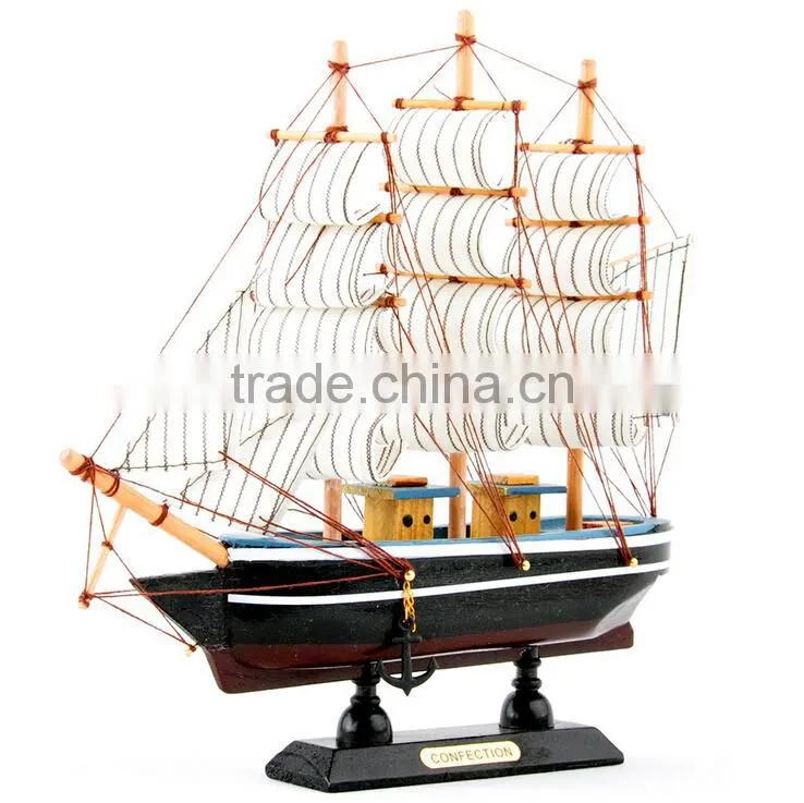 2pc Wooden Sailing Boat Ship Model Decor Collection 6 Tones