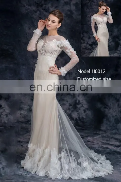 white gown Mermaid Sexy Applique Mermaid wedding dress bridal gown evening dress