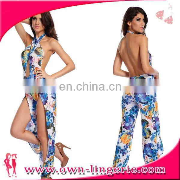 Sexy Rompers light blue Women sexy deep V-neck jumpsuits newest style jumpsuit