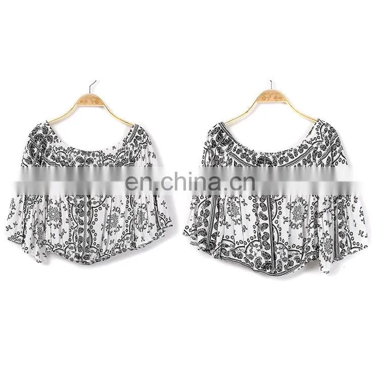 2018 Printing flower light weight wholesale ladies tops