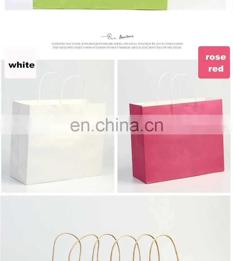Wholesale colorful customized printed kraft paper bags with handles