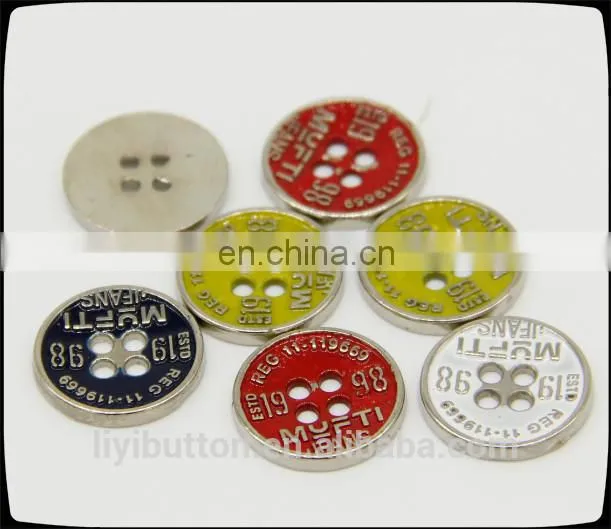 fancy sewing button, spray colorful oil metal four holes button for clothing
