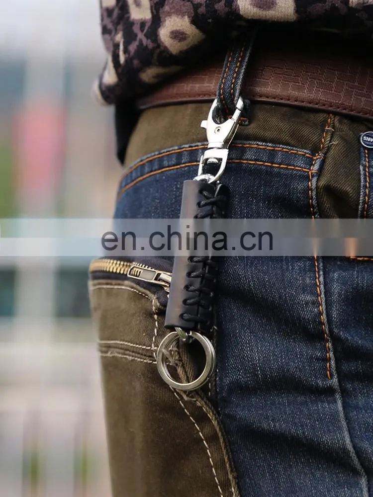 Unique Design Men Car Genuine Black Leather Shape Keychain