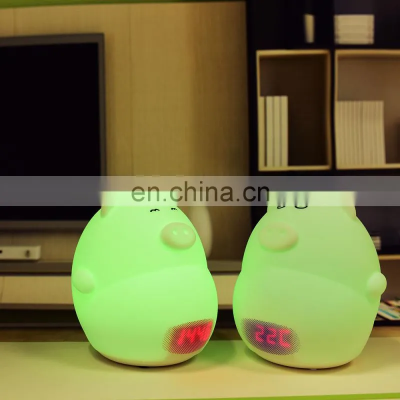 High quality motion sensor led alarm clock night light colorful lamp room silicone night lamp for kids